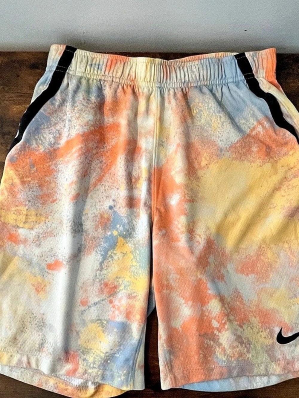Nike Youth Abstract Athletic Shorts Gray & Orange Large